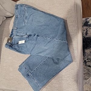 NWT- High Waisted Medium Wash Pleated  Wide Leg Jeans Size 16R